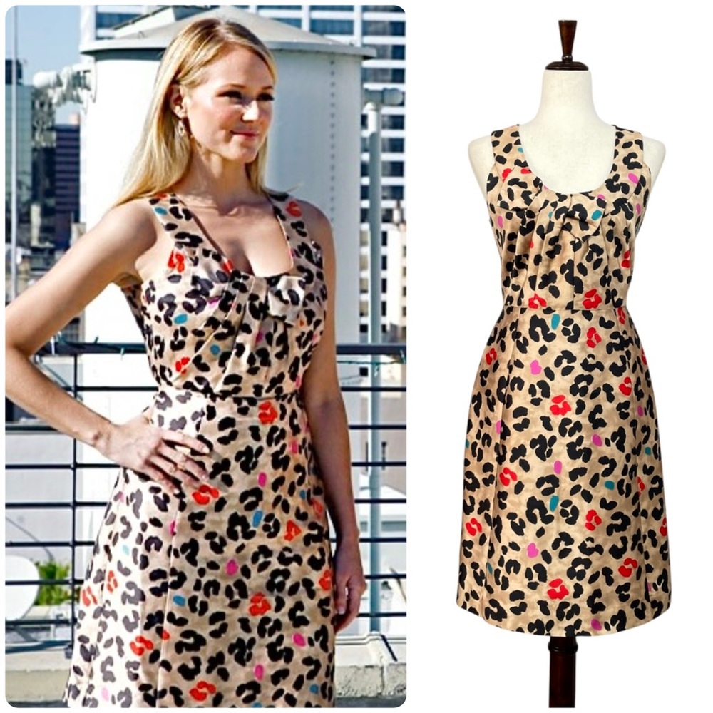 Kate Spade Bette Silk Blend Leopard Print Sleeveless Mini Cocktail Dress Size 2